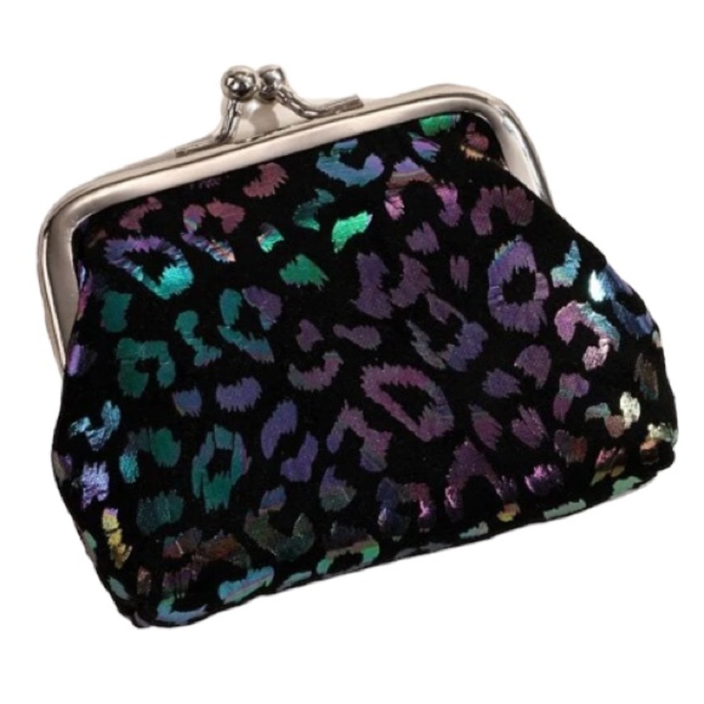 Rainbow Foil Leopard Print Coin/Change Purse Mini Bag Animal Print Oilsl…​​
